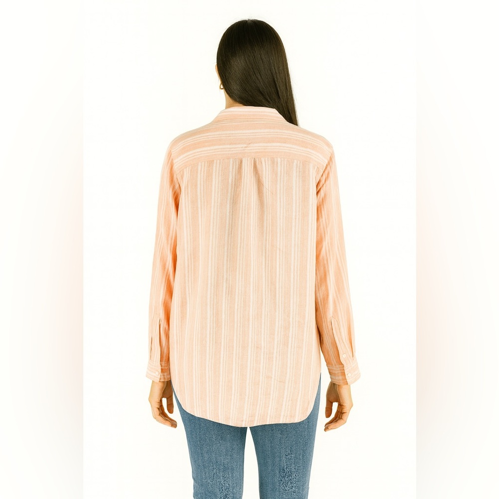 Gap Pink Stripe 100% Linen Boyfriend Shirt – Size L - Picture 3 of 13